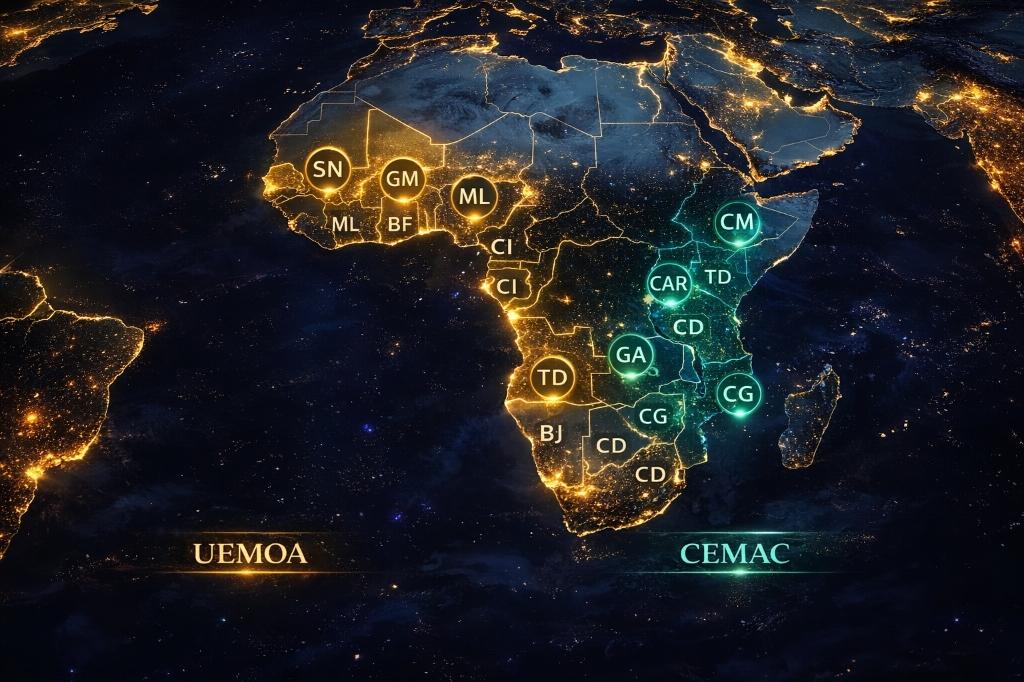 Carte Afrique – Zones UEMOA et CEMAC desservies par Yayyam